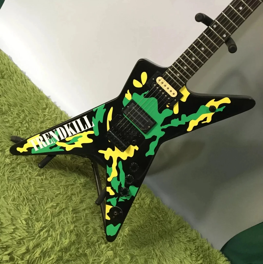 

Black Green trendkill Dimebag CF Electric Guitar Washbun Solid Body HH free shipping