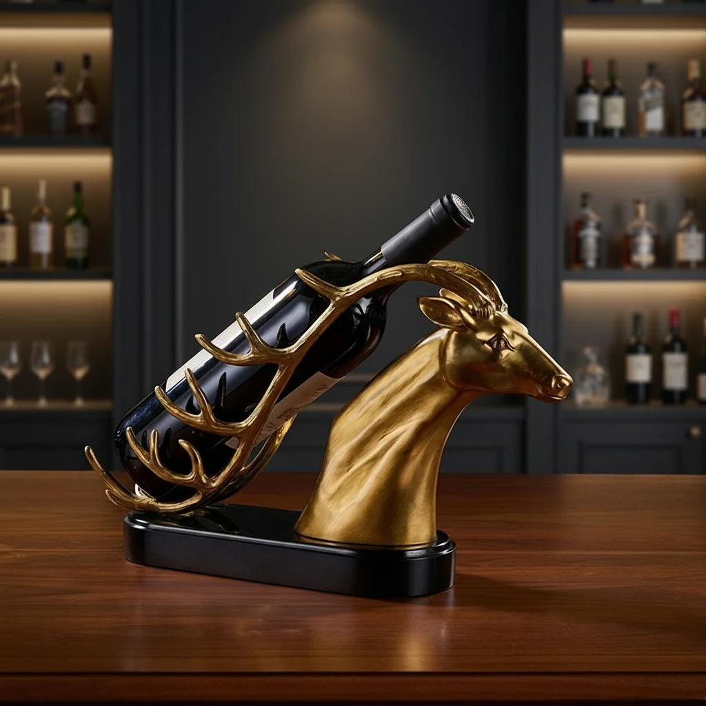 &c Hand-Cast Antique Gold Horse Head Statue Abstract Decoration for Bar Bronze Home Decoration Accessories