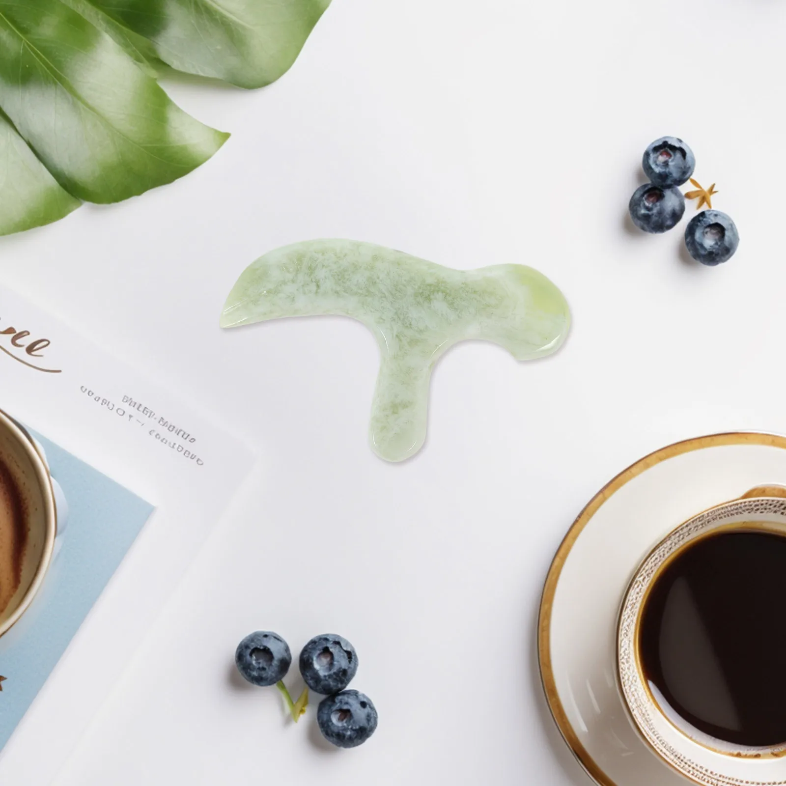 اليشم مدلك قدم أداة الحجر الطبيعي المحمولة التدليك اليدوي لعلاج نقاط الوخز سبا المنزل السفر الزناد نقطة غوا شا