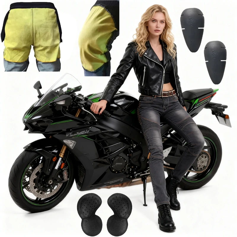 

Кевларовые мотоциклетные джинсы женские ветрозащитные устойчивые к истиранию брюки для верховой езды четыре сезона защитные брюки черные внедорожные