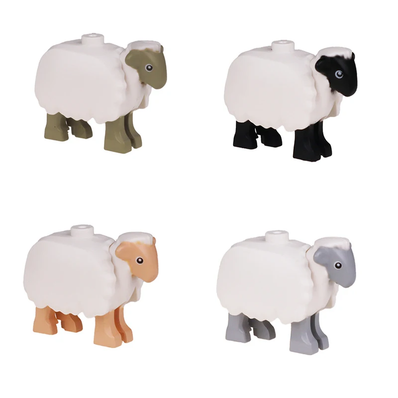 New Long Haired Sheep Goat Animal Parts MOC Building Blocks City Zoo Family Pet Bricks Toys Horned Sheep Compatible With LEGO