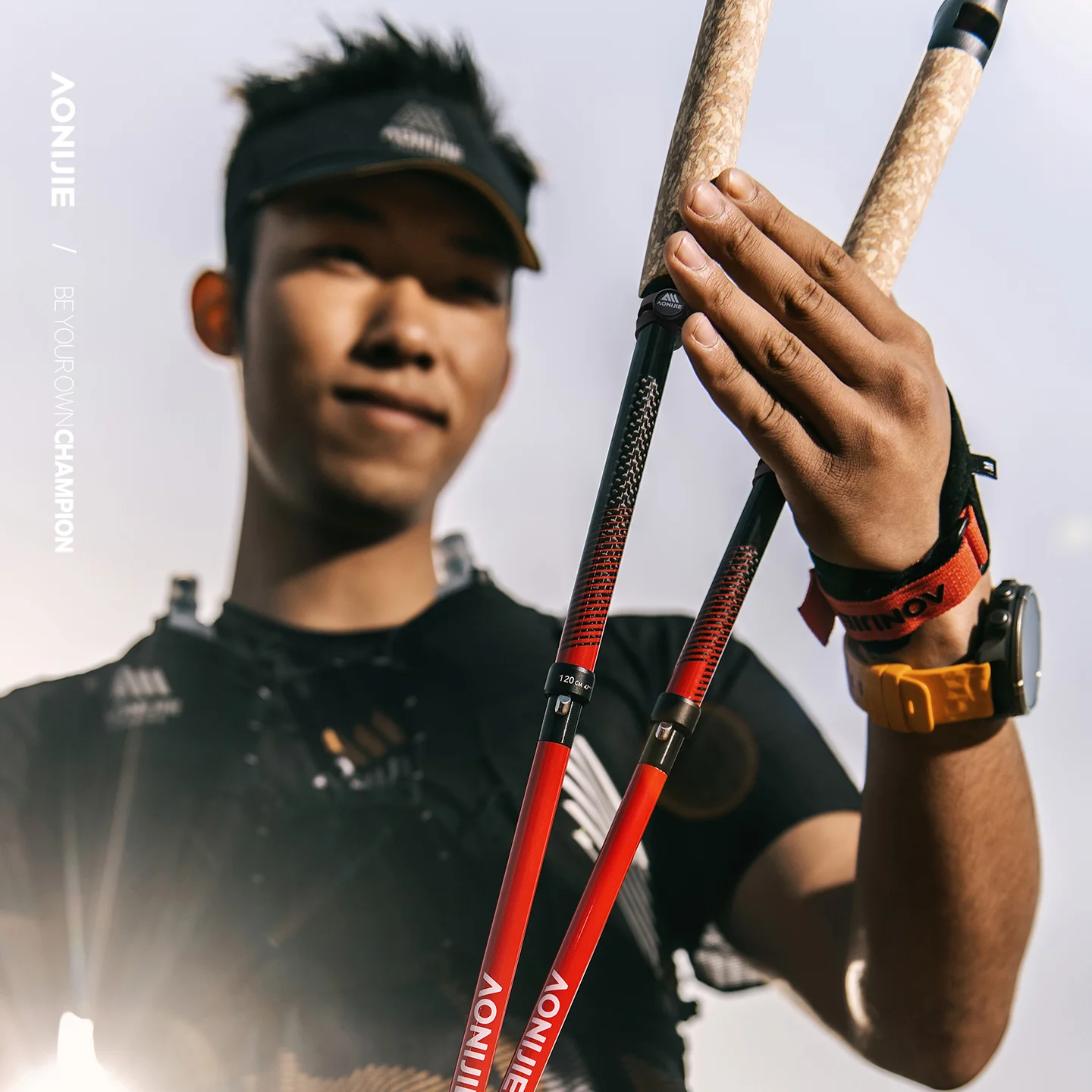 2 Pcs AONIJIE E4212  E4218 Folding Carbon fiber Hiking Poles with Quick Lock System, Ultralight for Hiking, Camping, Mountaining