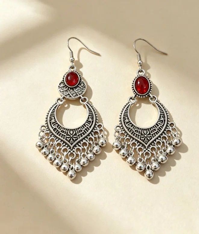 National style flowy stud earrings, Bohemian style imitation turquoise elegant and exquisite earrings for ladies