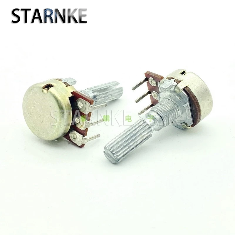 2PCS 16 Type B5K Inner Curved Legs 3-Pin Single Amplifier Audio Speaker Volume Adjustment Potentiometer Shaft Length 25mm