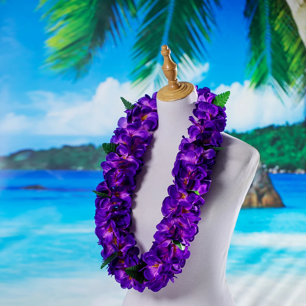 

Free Shipping 50PCS/lot KN-hl048 100CM Artificial Velvet Plumeria Flower Lei Necklace Aloha Performance Decorative Leis Wedding