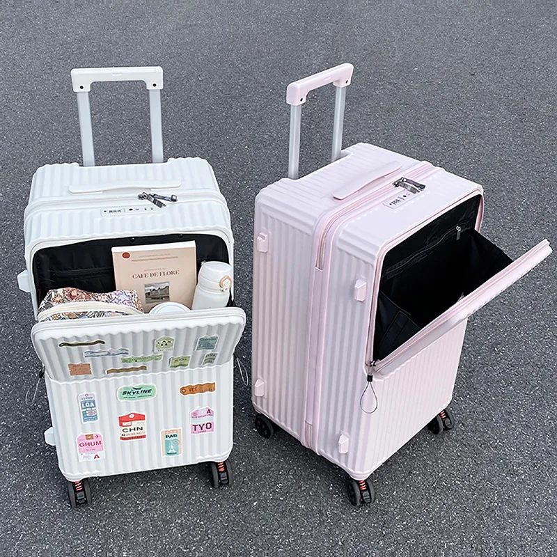 2025 Front-Opening Suitcase 20-24 Inch Large Capacity Rolling Luggage with Multi-Directional Wheels