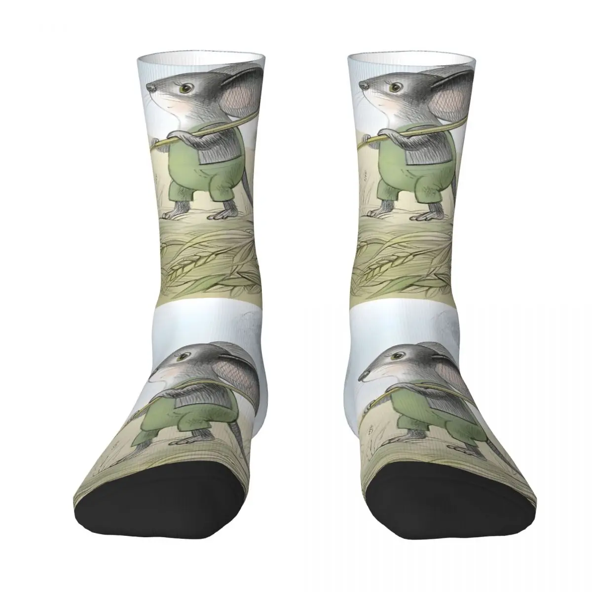 Funny Men's Socks Cute Farmer Mouse Retro Hip Hop Novelty Crew Sock Gift Pattern Printed