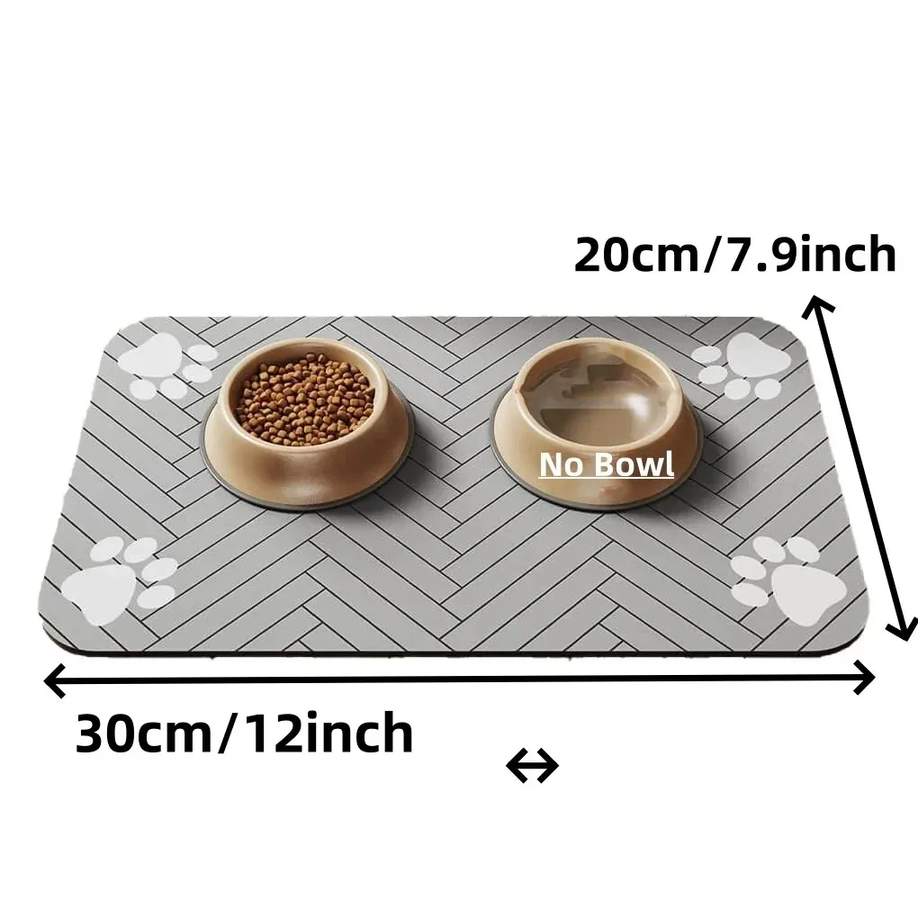 Voermat voor huisdieren, absorberende placemat voor huisdieren, rubberen achterkant, sneldrogende watermat voor hond, kat, voor voedsel en waterbak met waterdicht