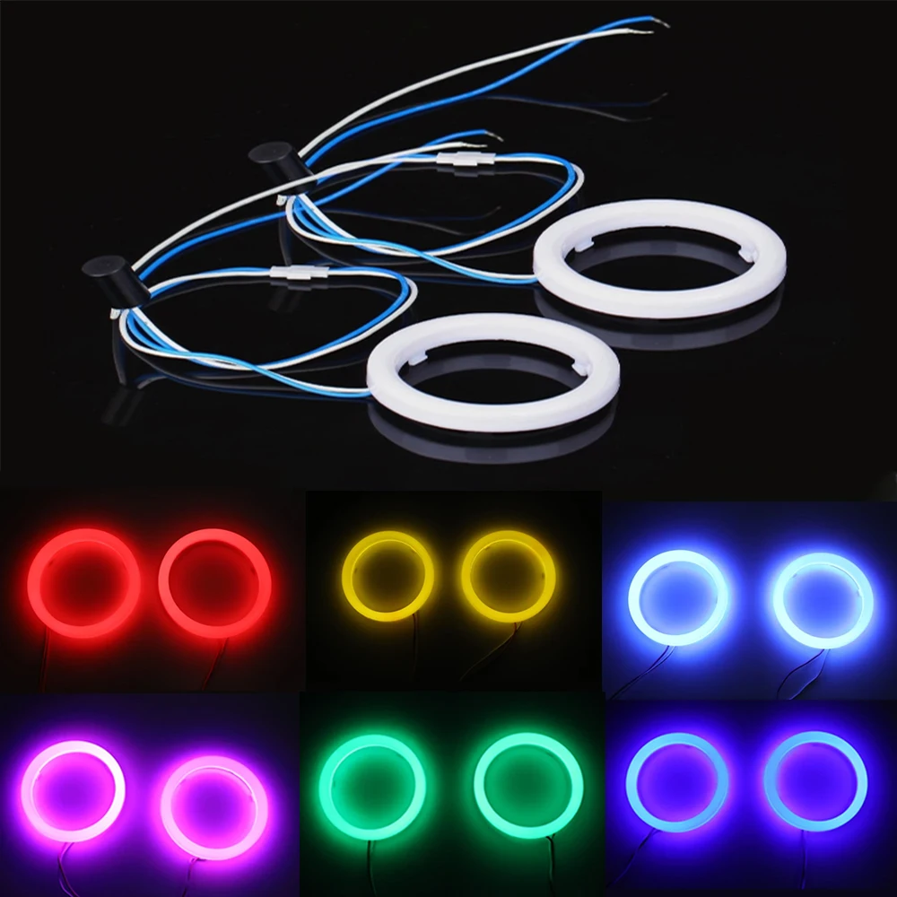 2Pcs Led Angel Eyes 60 70 80 90 100 110 120mm White Red Blue Yellow Halo Ring Car Motorcycle DRL Daytime Running Light Fog Light