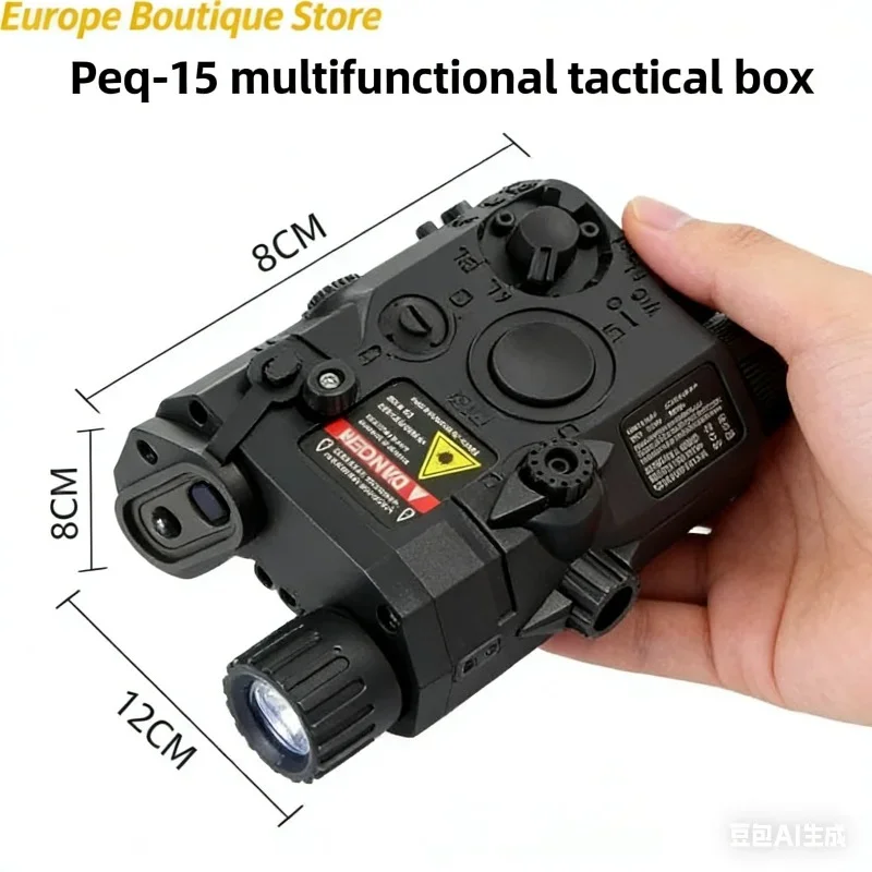 مصباح يدوي جديد لصندوق ليزر متعدد الوظائف PEQ15: يناسب السكك الحديدية مقاس 20 مم، لعبة بنادق الادسنس والصيد واللعبة CS والمؤشر