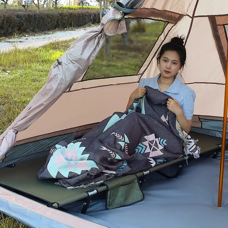 Outdoor camping folding bed ultra-lightweight lightweight aluminum alloy camp bed lunch break portable camping tent