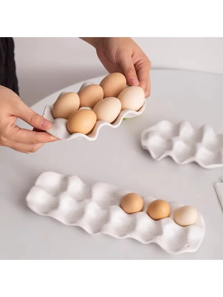 insSimple ceramic egg holder storage box for the kitchen, dedicated for home refrigerators, for preservation and organization view 2