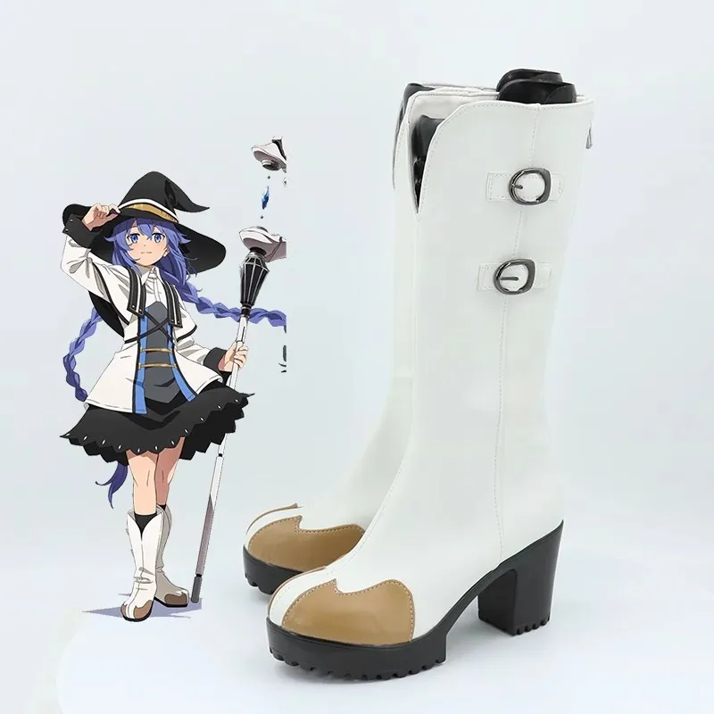 Woman Roxy Boots Jobless Reincarnation Cosplay White Shoes Halloween Carnival Custom Made Roxy Prop Boots