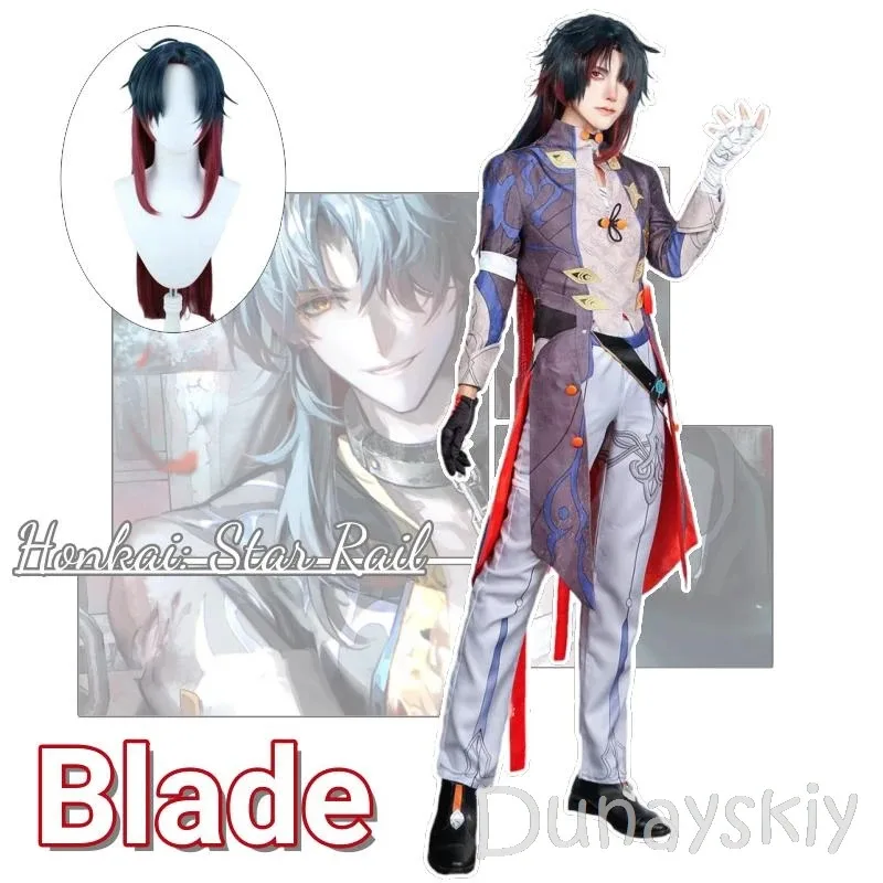 

Blade Anime Game Honkai: Star Rail Cosplay Costume Clothes Wig Uniform Cosplay Stellaron Hunters Xianzhou Alliance Unisex Set