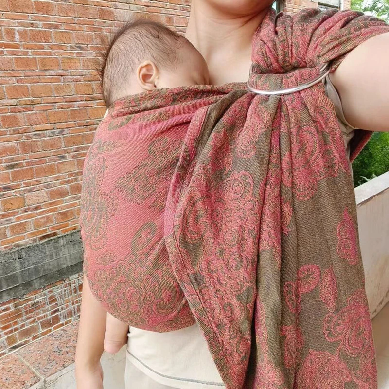 Double-ring Baby Sling Cotton and Linen Ring Sling Simple Front-hold Baby Carrier for Newborn Baby When Going Out