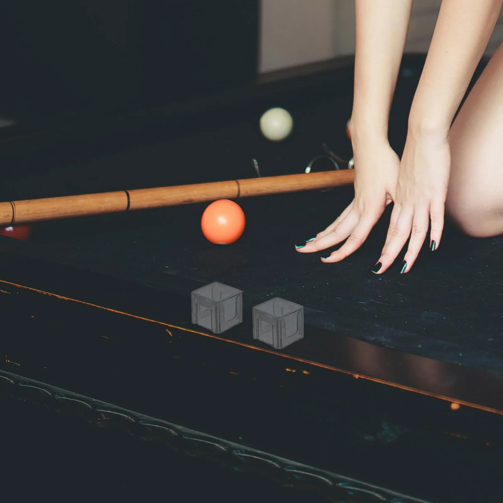 

3Pcs Billiard Chalk Case Transparent Acrylic Cube Pool Cue Chalk Holder for Tournaments Home Bar Pool Table Accessories