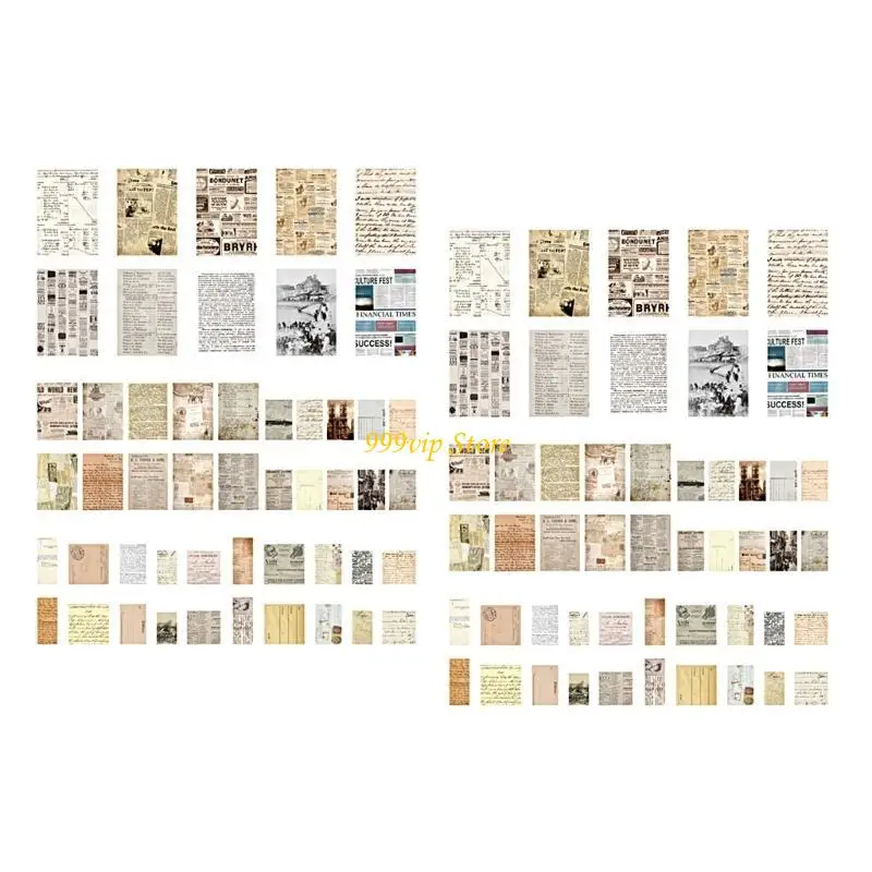 C90C 100Sheets Aesthetic Scrapbooking Paper Vintage Decorative Paper Set for Journaling Planner Album Card Embellishment