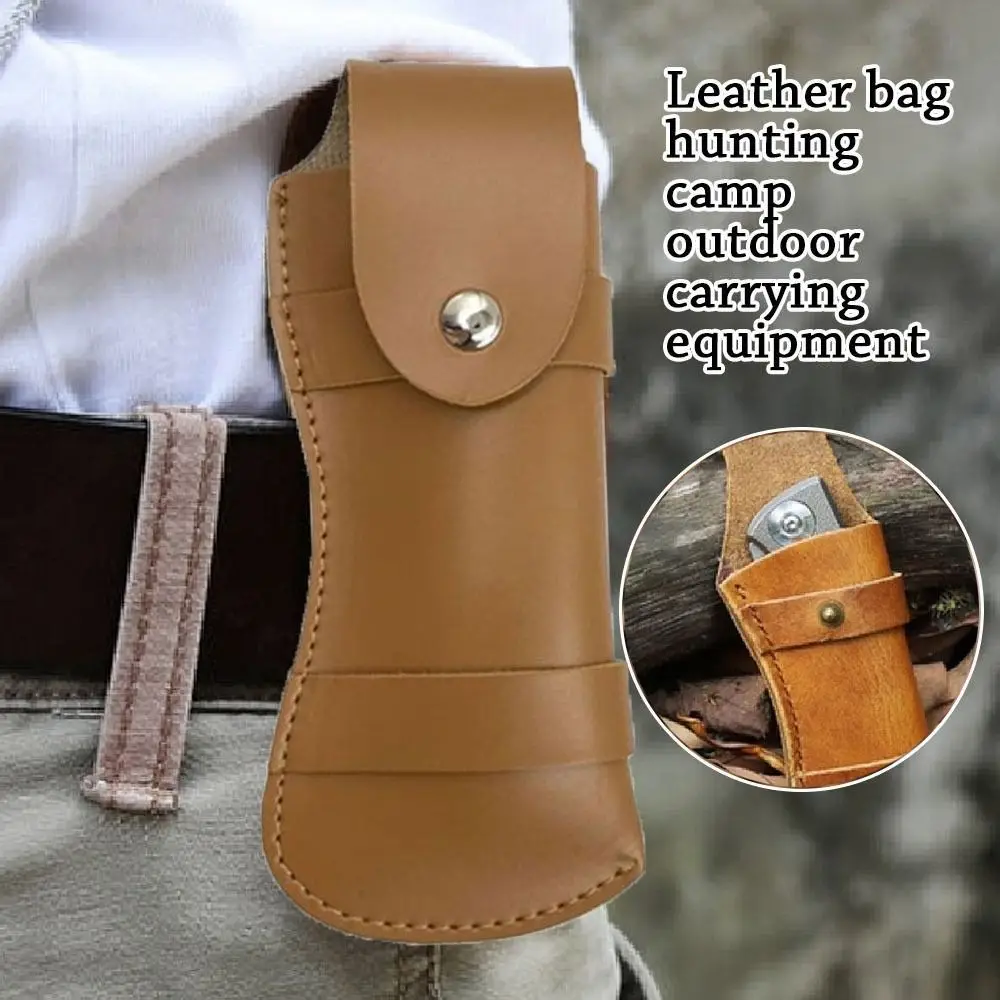 1Pcs Brown Fold Knife Scabbard Tool Flashlight Belt Loop Case Holder Leather Sheath Pocket Hunt Camp Outdoor Carry Equipment