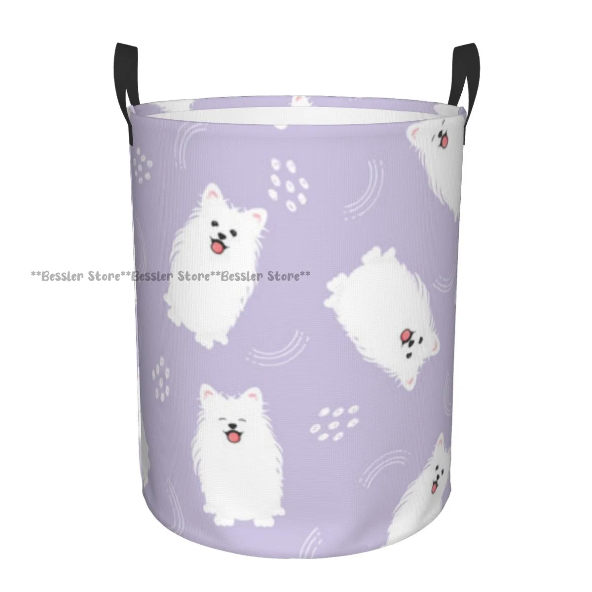 Cute Spitz Samoyed Dog Waterproof Storage Bag Household Dirty Laundry Basket Folding Clothes Organizer