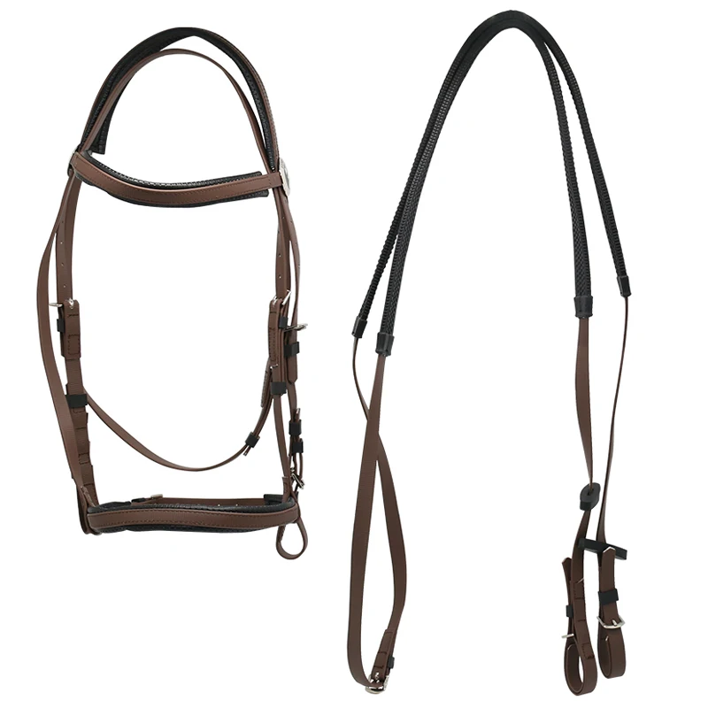Australian Style Horse Bridle, PVC-Coated Nylon Brown English Saddle Design