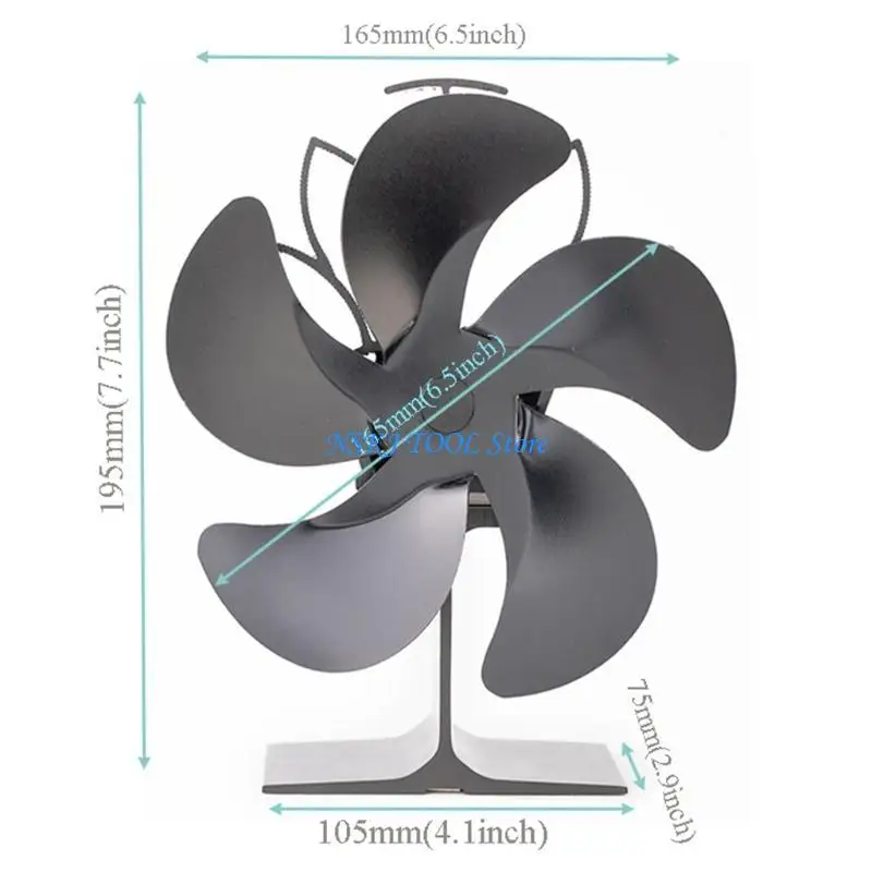 L8RC 122 درجة فهرنهايت مروحة موقد ذات 5 شفرات تبدأ بالخشب الصامت الذي يعمل بالحرارة وهادئ ومنخفض الصيانة #6