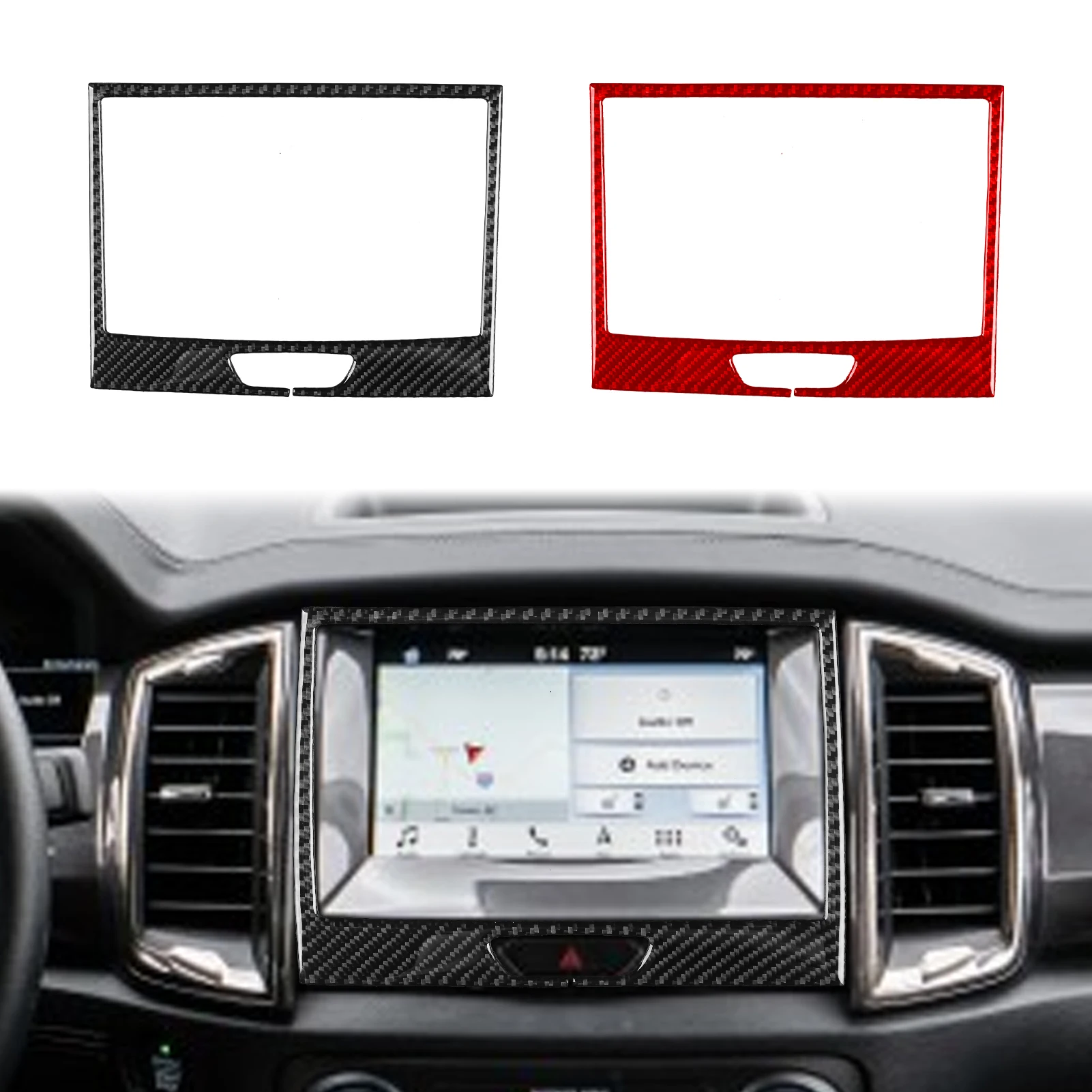 For Ford Ranger Sport 2020-2022 Car Center Console Navigation Panel Frame Trim Real Carbon Fiber Interior Accessories Stickers