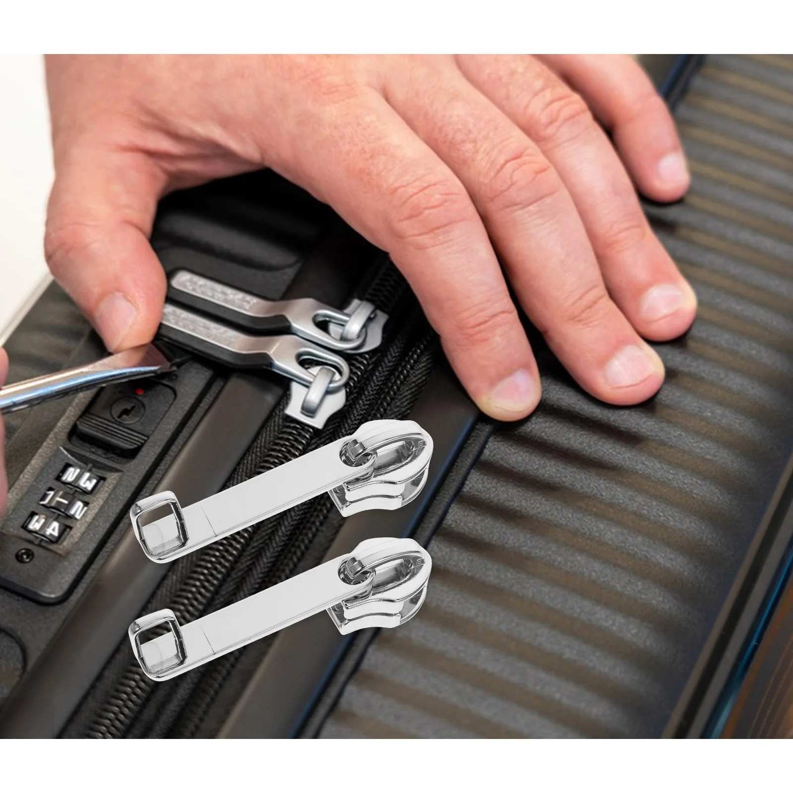 4pcs Anti-Explosion Pull Replacement Detachable Metal Fixer Smooth Luggage Pull Tabs Durable Zipper Slider For Suitcase Backpack