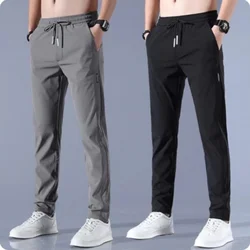 New Spring Summer Men's Casual Pants Slim Pant Straight Thin Trousers Male Fashion Stretch Khaki Jogging M-5XL