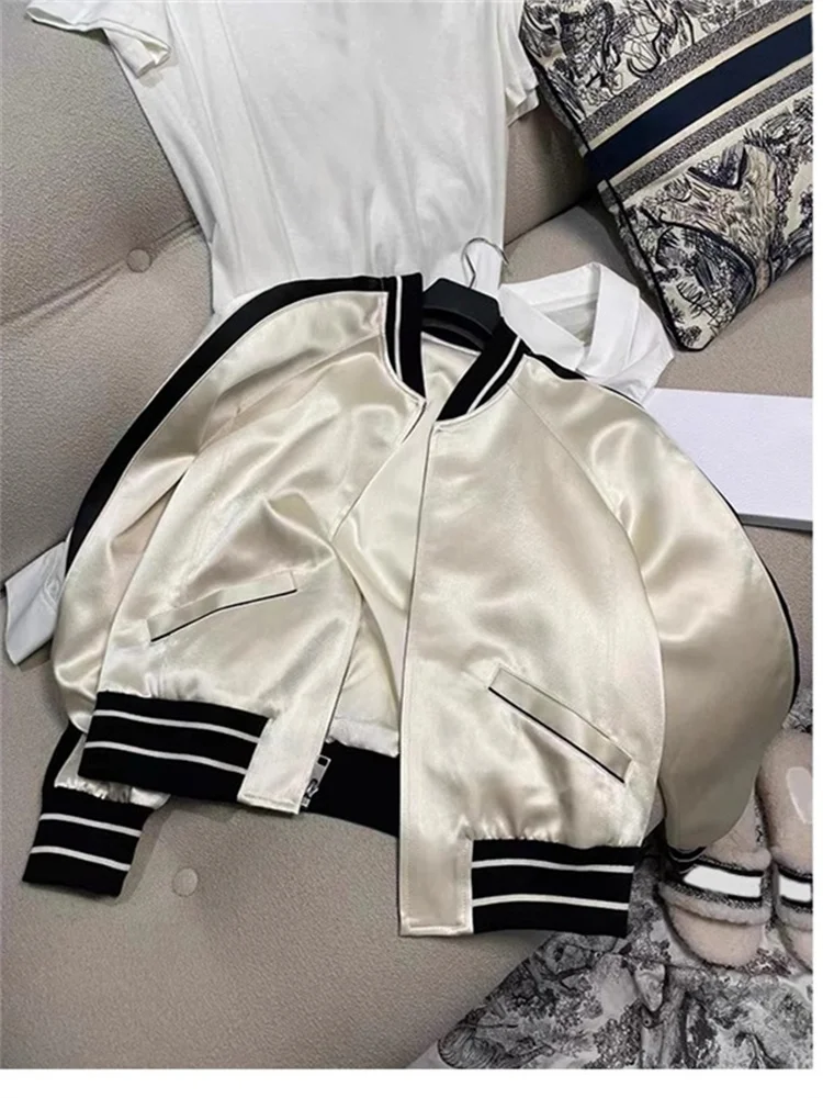 Spring Season Color Colion Splice Trend ort Faionable Sports Sle Zipper Lined Stand Collar Cardigan Jaet Mens Wome...