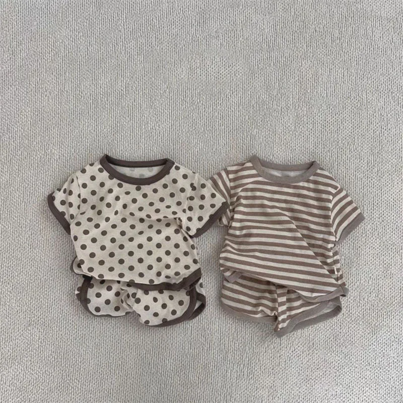 Korean Baby's Sets 2025 Striped Top Shorts Summer Casual Set  Newborn Clothes Toddler Girl Clothes Newborn Baby Girl Clothes