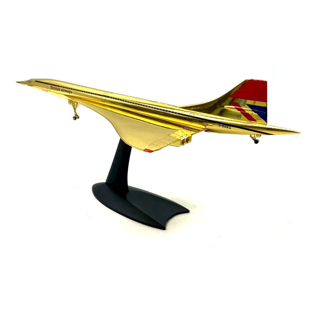 1:200 Scale Aircraft Model Gold-Plated Concorde Supersonic Passenger Jet Die-Cast Alloy Toy Collectible Display Gift