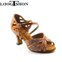 2020 Professional Adult Women's Rhinestone Latin Dance Shoes 10CM High Heel Soft Samba Lumba Chacha Dance Shoes