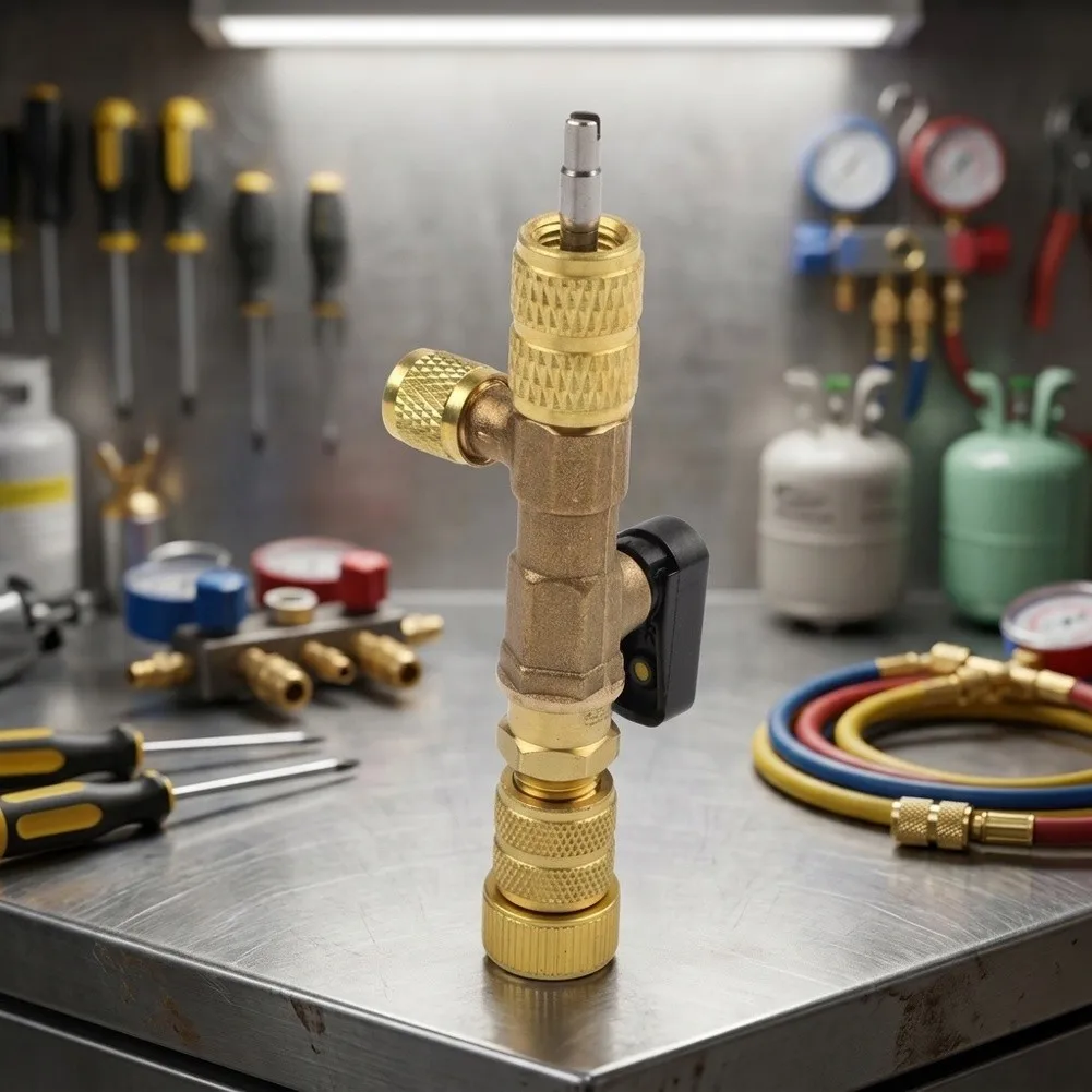 HVAC Valve Core Removal and Installation Tool Compatible with R410A for r22 R404A R407C Featuring for sae 14 and 516 Ports