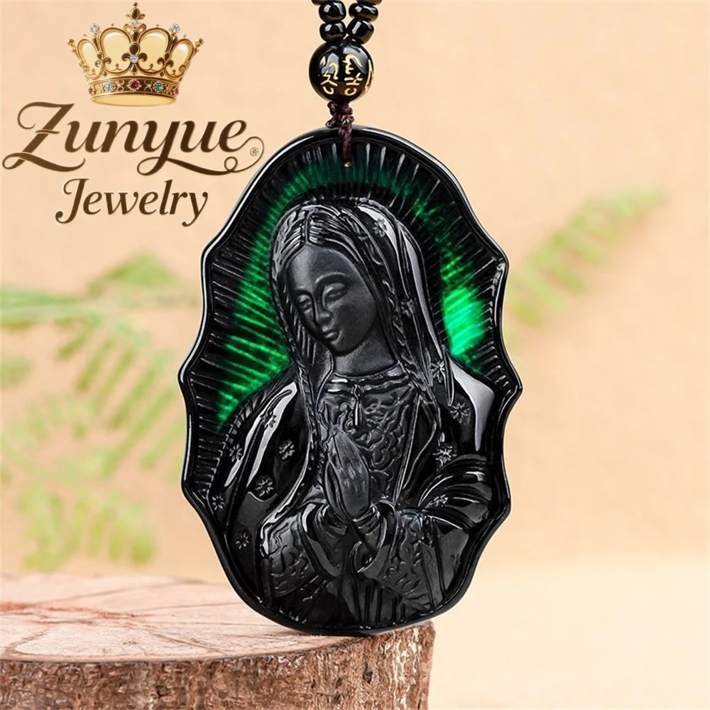 

Натуральный черный жадеит класса А, жадеит Девы Марии, нефритовый кулон, ювелирные изделия, модные украшения, ручная работа, бестселлер, амулет, подвески