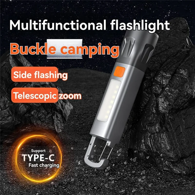 

Outdoor LED Super Bright Flashlight Charging Camping Powerful Flashlight With Zoom Multi-Mode Hook For Camping Hiking Fishing-B6