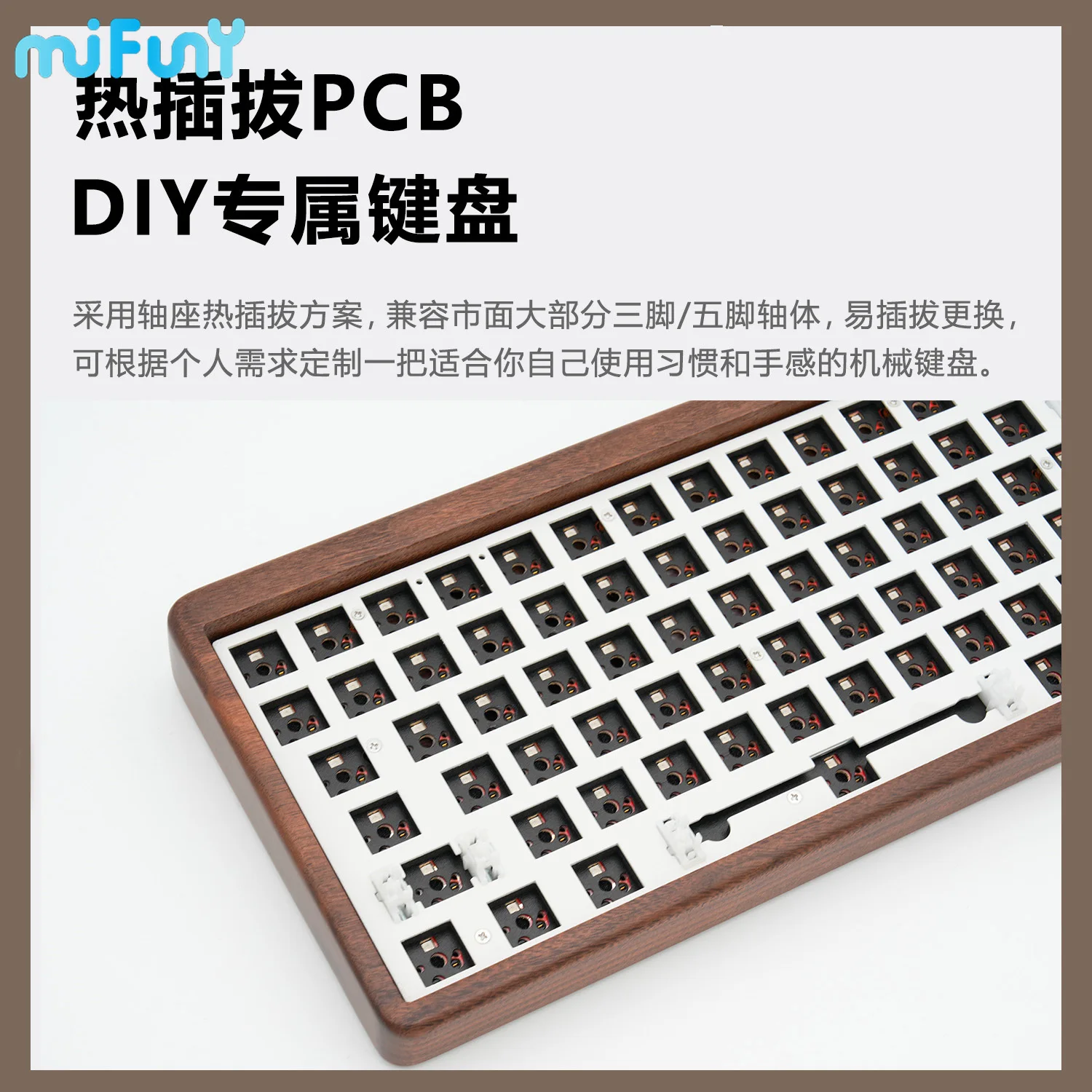 Imagem -03 - Mifuny-walnut Madeira Teclado Mecânico Bluetooth com Fio Dual-mode Hot Swap Rgb Backlight 100 Chaves Personalizado Gaming Teclados