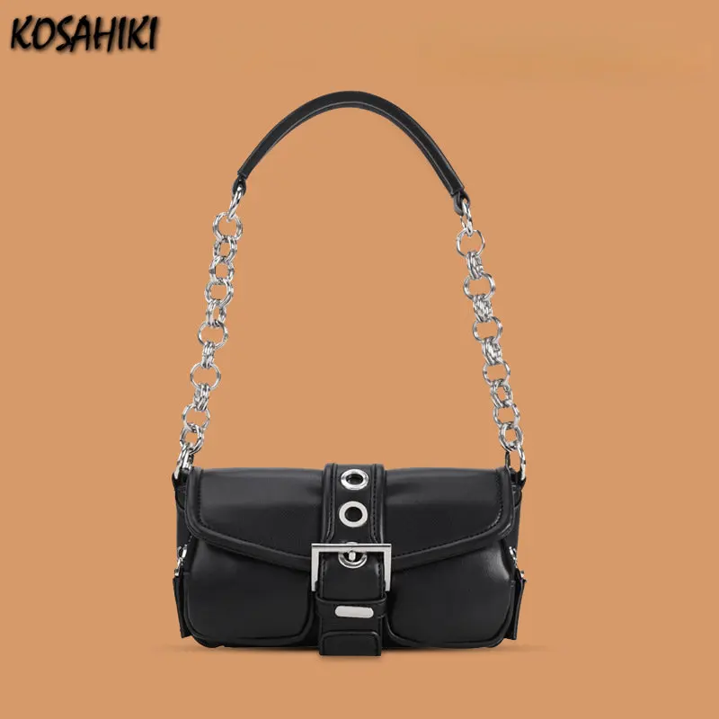 Mini Vintage Casual Chain Underarm Bags Y2k Aesthetic Fashion Simple Women\'s Handbags Office Lady Elegant Luxury Shoulder