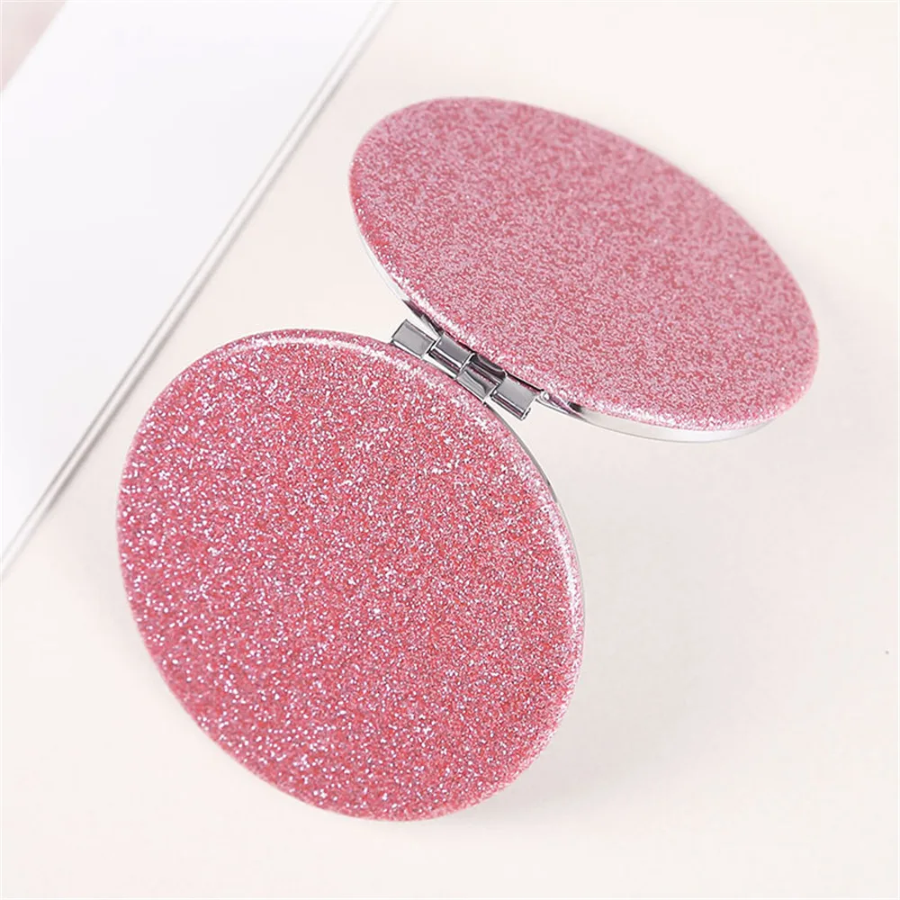 Draagbare Dubbelzijdige Spiegel Hart Ronde Vormige Spiegel Vrouwen Folding Pocket Compact Make Make-Up Spiegel Student Cosmetische Spiegel