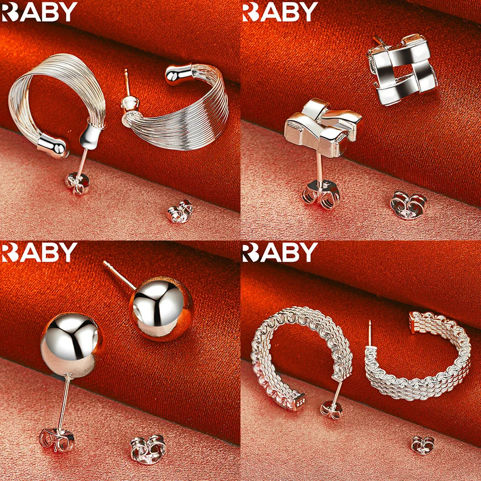 

URBABY 925 Sterling Silver Earrings Stud Earrings For Women Fashion Jewelry Charm Grace Noble Wedding Accessories
