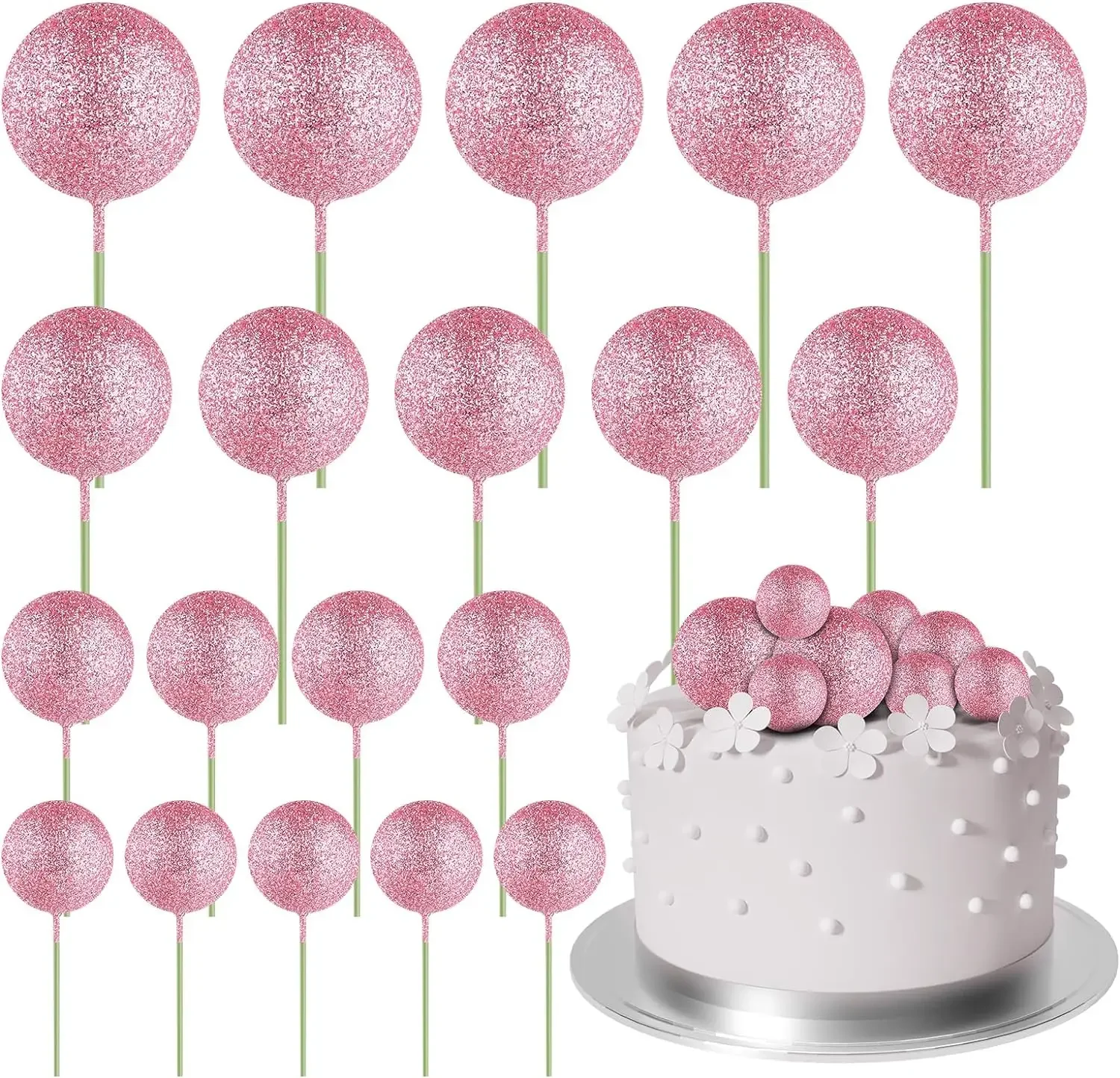 20-teilige Mini-Ballon-Kuchenaufsatz-Dekorationen mit goldenen Kugelpicks – festliche Kuchendekoration für Feiern