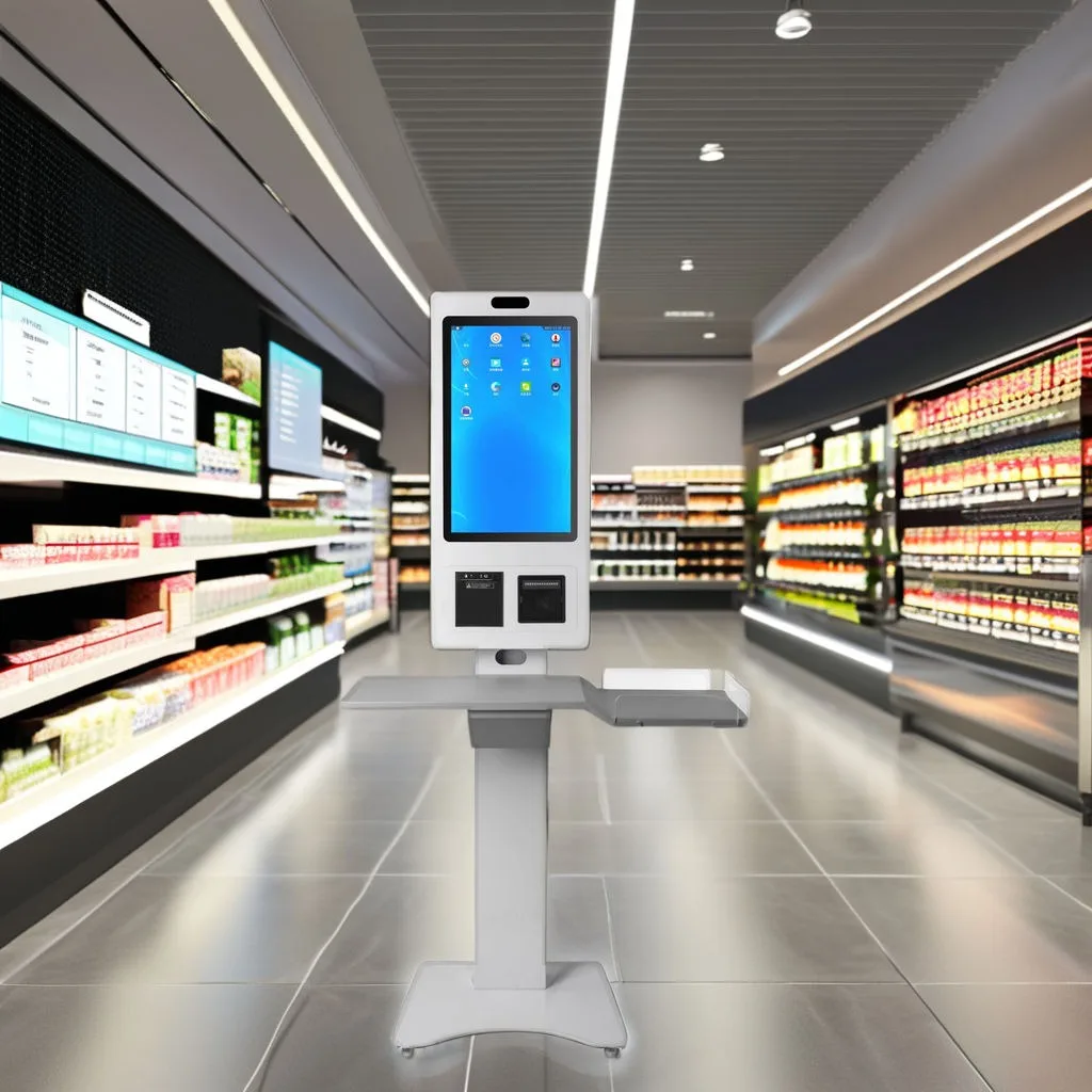 آلة قارئ الباركود التعرف على الوجه 21.5-32 بوصة Full HD لمطعم الوجبات السريعة الساخن بيع طلب الطعام في الأماكن المغلقة