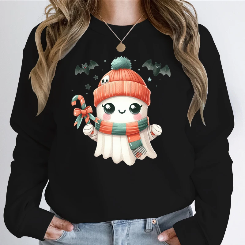 Fashion Crewneck Pullover Halloween Ghost Classical Festival Graphic Hoodies Funny Creative Autumn Winter Hoodless Sweatshirts