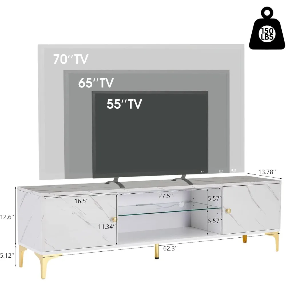 화이트 대리석 다이닝 세트, 62.3 인치 LED TV 스탠드, 41.3 인치 모던 커피 테이블