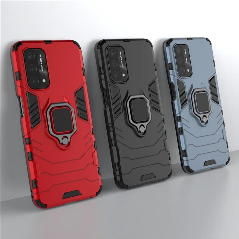 

For OPPO A74 Case Armor Finger Ring Bracket Bumper Hard Cover For OPPO A74 4G 5G Case For OPPO A94 4G 5G A16 A16S A95 A15 A53
