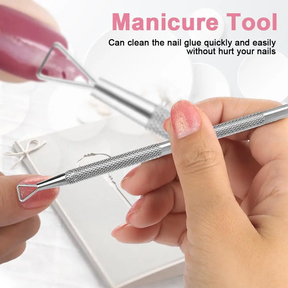 Strumento per Manicure Pusher per cuticole a doppia testa in acciaio inossidabile da 2 pezzi