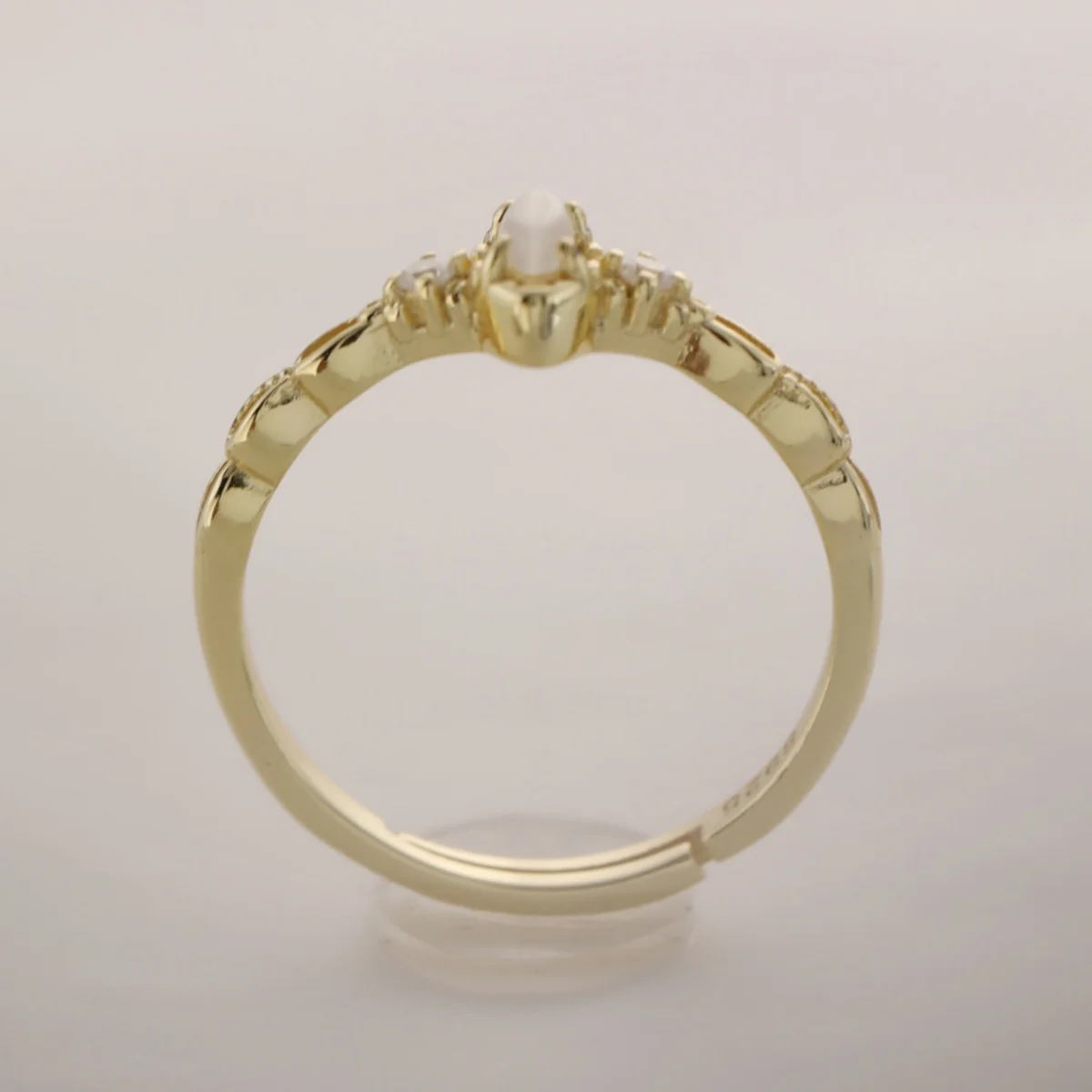 Echter offener Ring aus S925-Sterlingsilber, 14 Karat vergoldet, synthetischer Opal für Damen, Alltagskleidung, Vintage-Edelschmuck