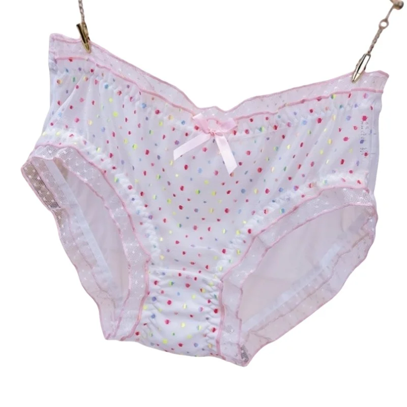 

Трусики с милым бантом для девочек, милые сетчатые прозрачные трусы с низкой талией, сексуальное нижнее белье в стиле Лолиты, вечерние, в японском стиле