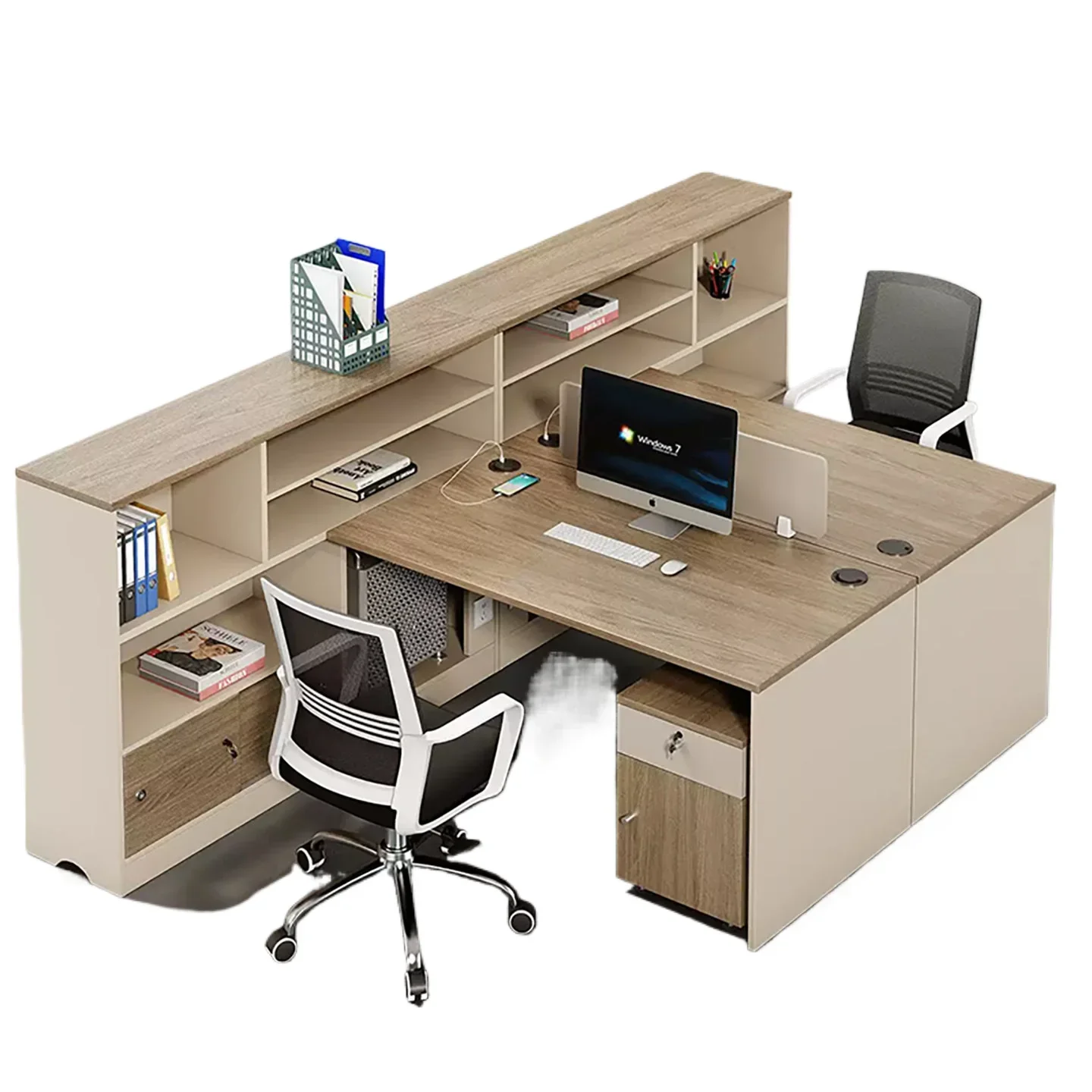 CXX Simple Modern Office, Staff, Staff Finance Double Desk Workstation