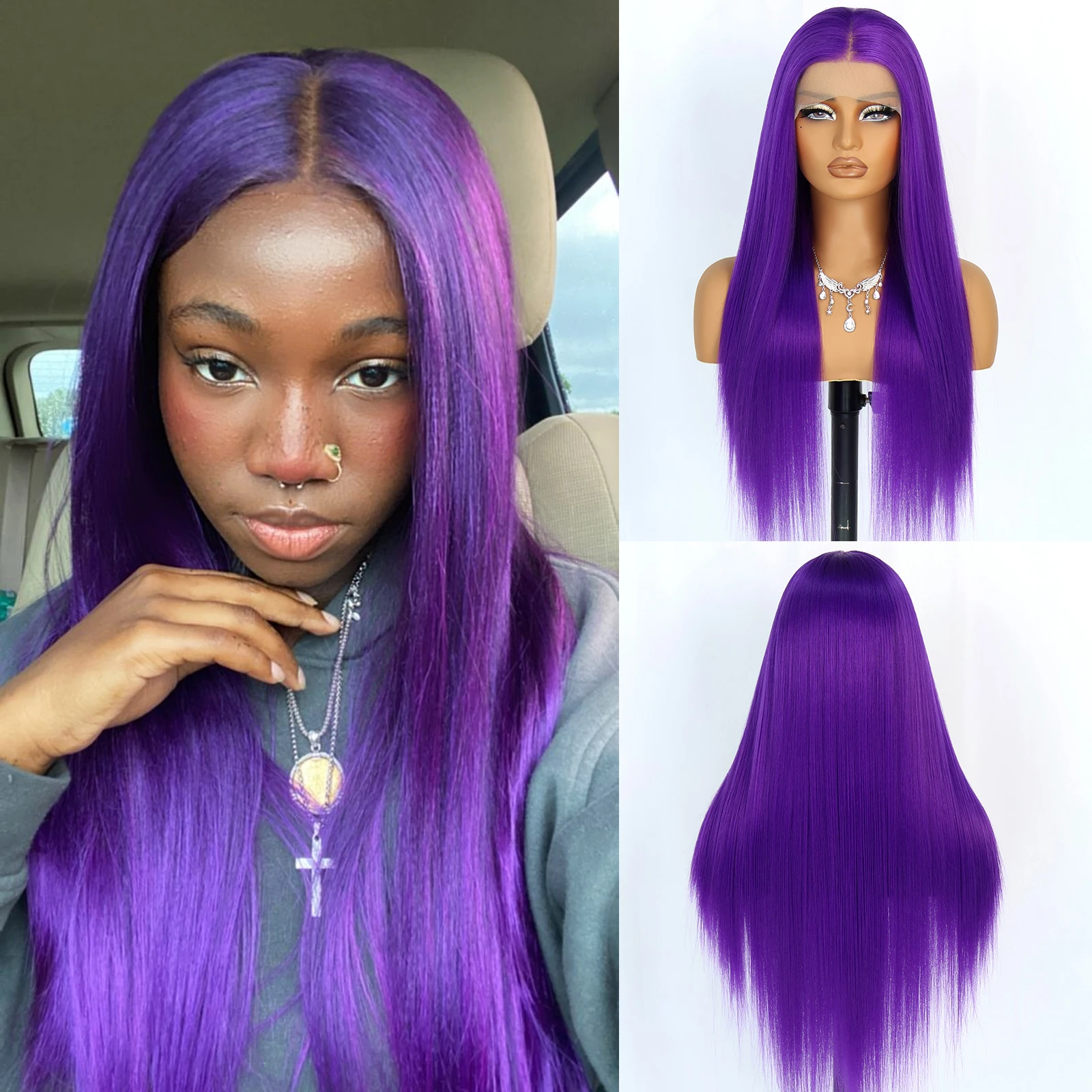 

Синтетические парики Aubree 13*4 с кружевной передней частью для чернокожих женщин, для повседневного использования, вечеринок и косплея, 28 дюймов, длинные, прямые, без клея.