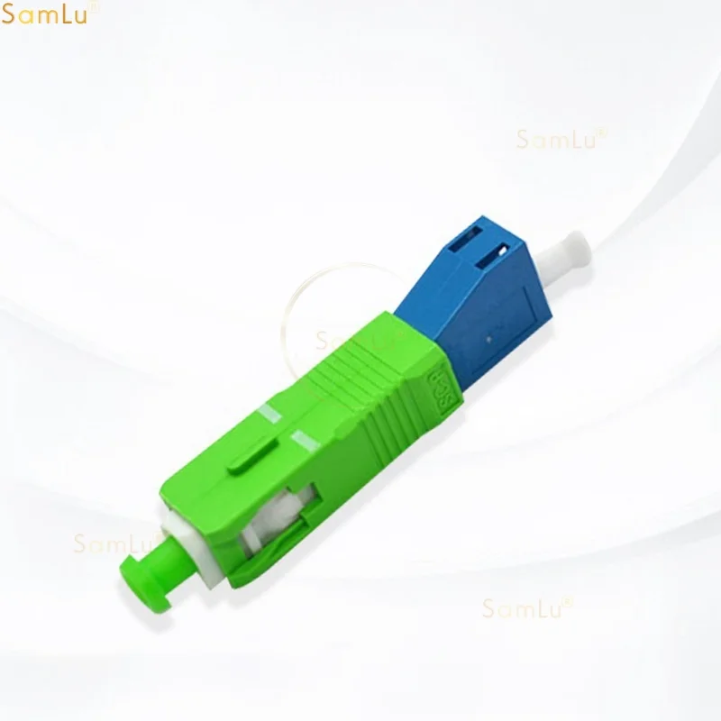 Conector adaptador de fibra óptica híbrida, conector de acoplamiento de brida Pigtail, 9/125 -SC/para APC macho a LC/UPC hembra